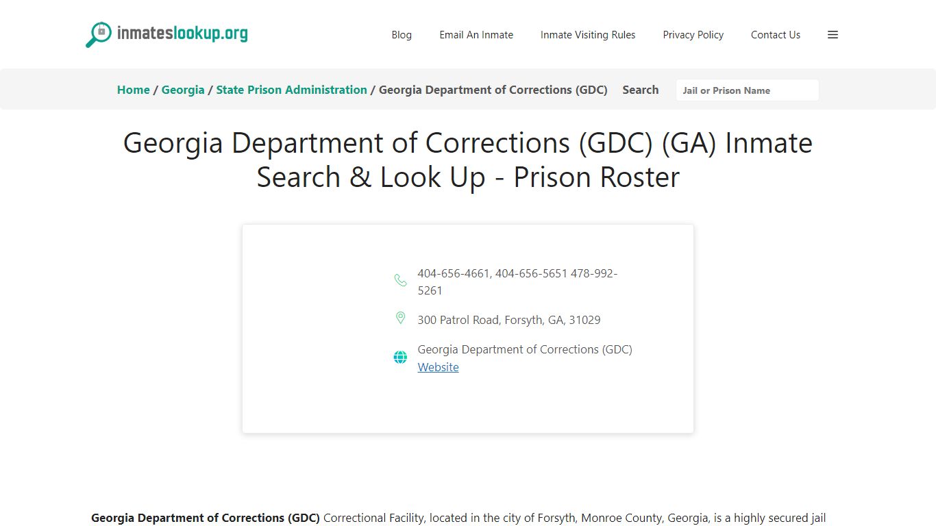 Georgia Department of Corrections (GDC) (GA) Inmate Search & Look Up ...